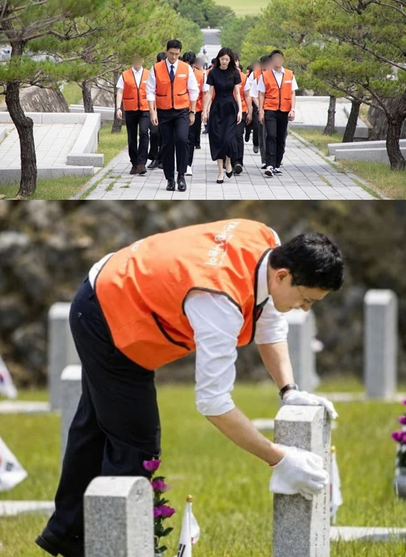 '호반家 며느리' <b>김민형</b> 전 아나, 남편 김대헌과 현충원 봉사 근황[셀럽...